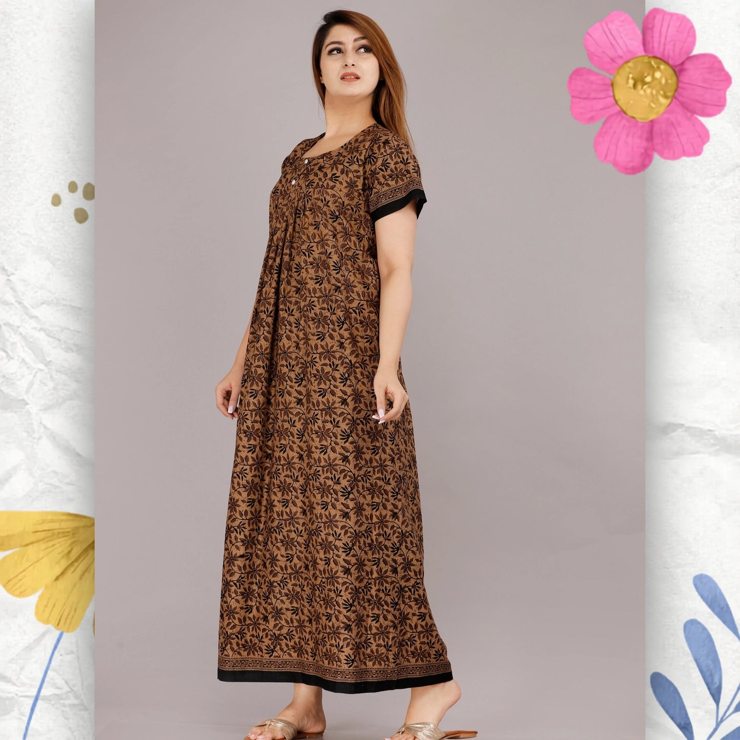 Women's Cotton Nightgown, Jaipuri Print