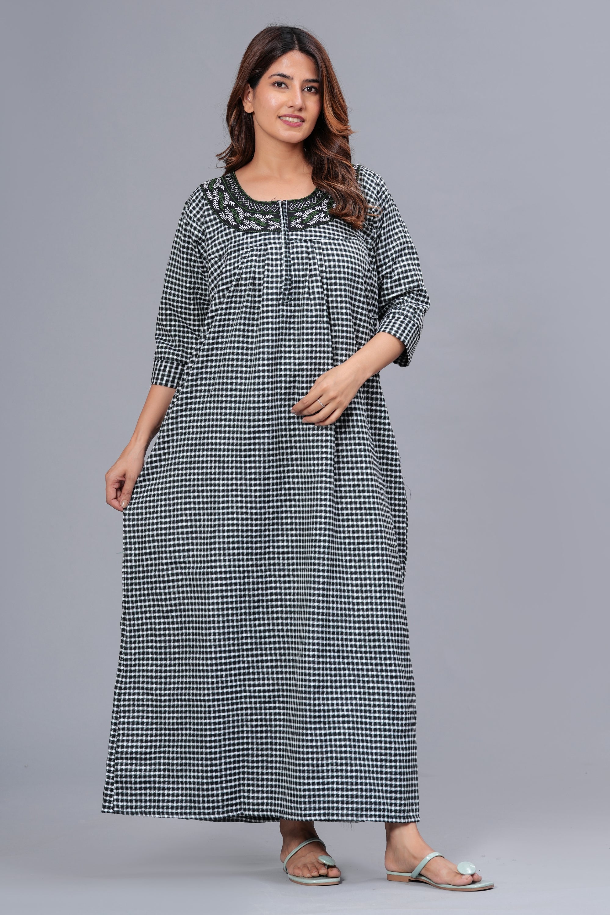 Cotswool Nightgown for Women | Winter Nighty for Women | (Green, Free Size)