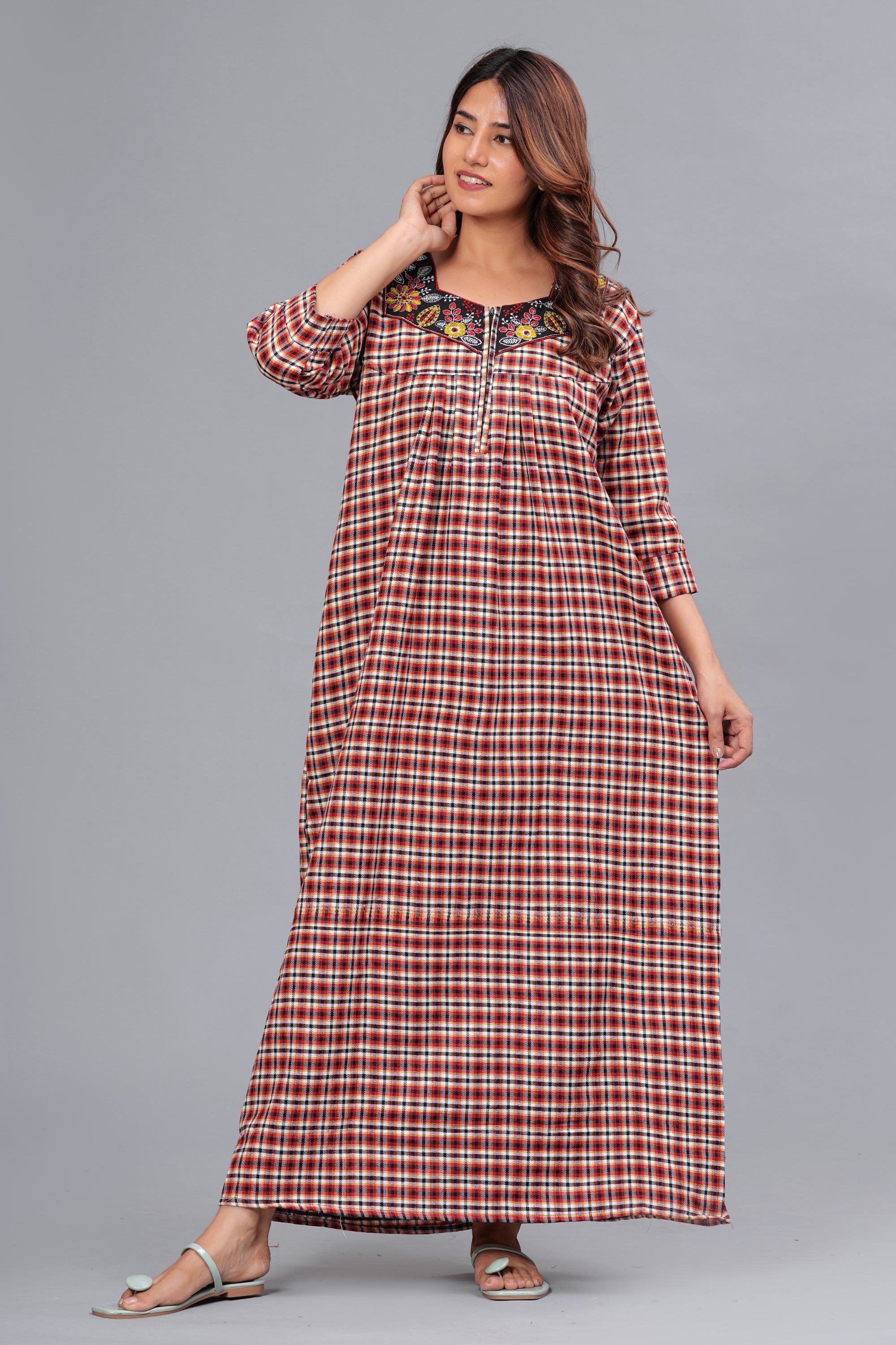 Cotswool Nightgown for Women | Winter Maxi Nighty for Women | (Lightbrown, Free Size)