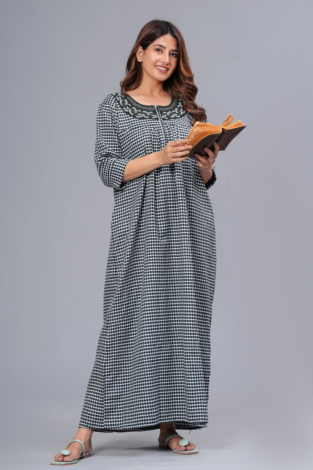 Cotswool Nightgown for Women | Winter Nighty for Women | (Green, Free Size)