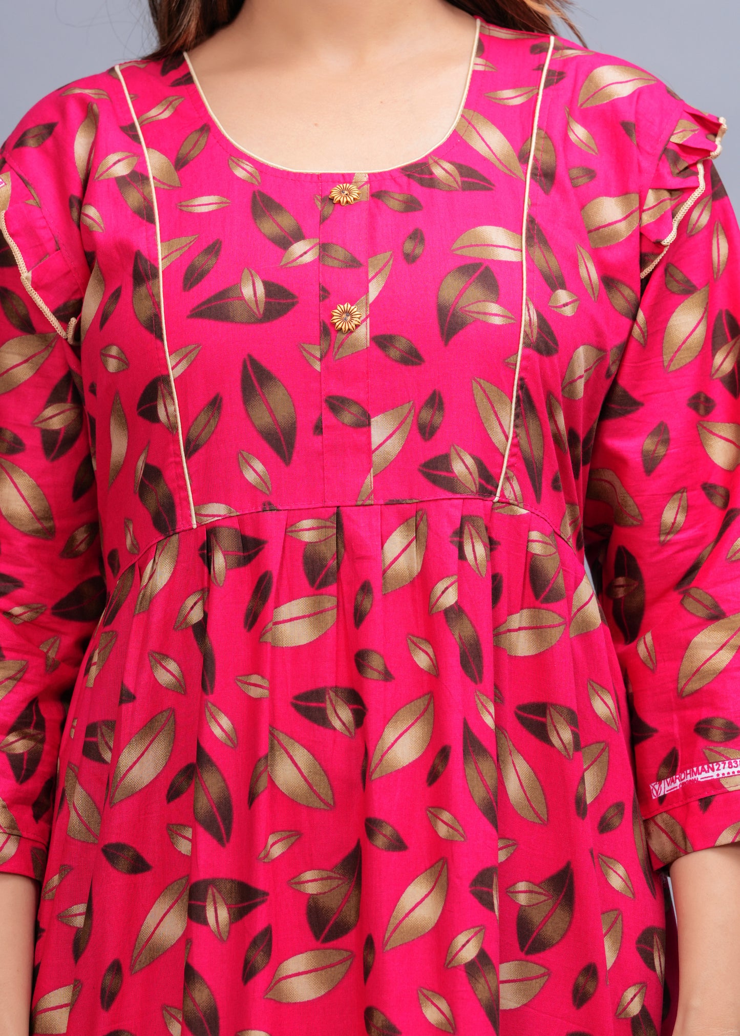 Women Cotton Full Sleeves Nightgown (Raani Pink, XL)