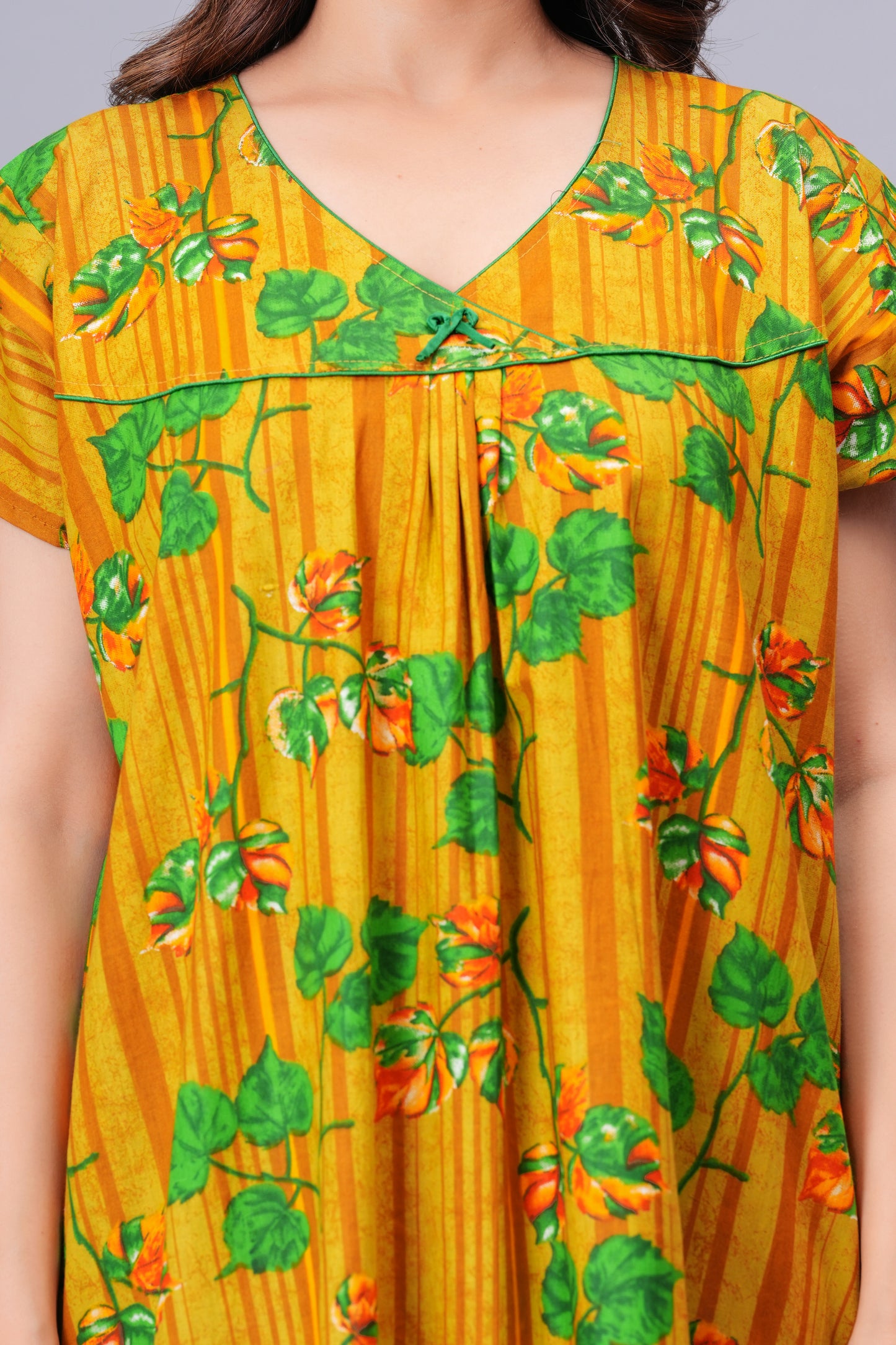 HARGUN NIGHT WEAR Women's Pure Cotton Floral Nighty | Full Length V-Neck Night Gown with Pocket | Soft & Breathable Sleepwear for Ladies Pink