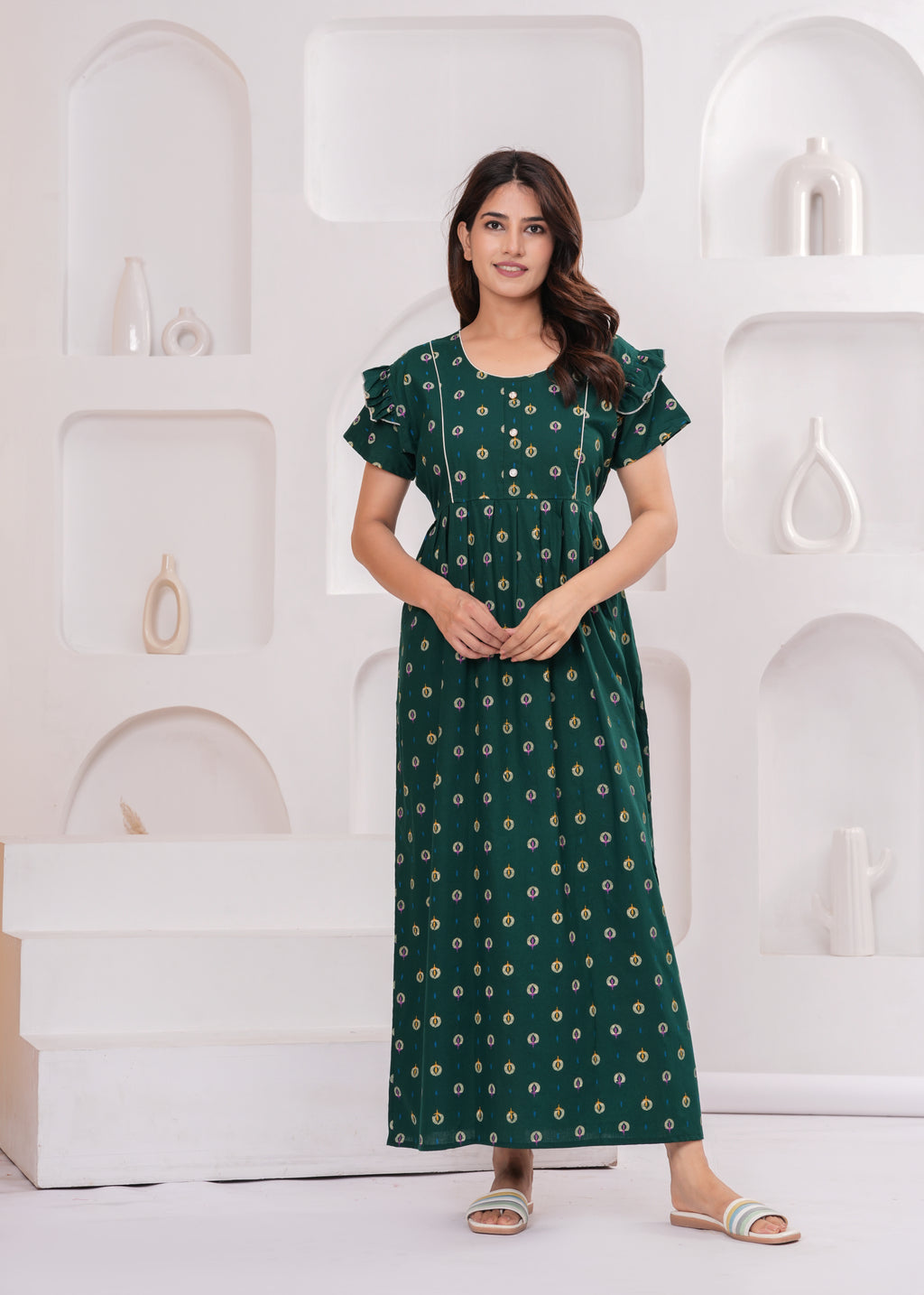 Frock Style Cotton Nightgown for Women