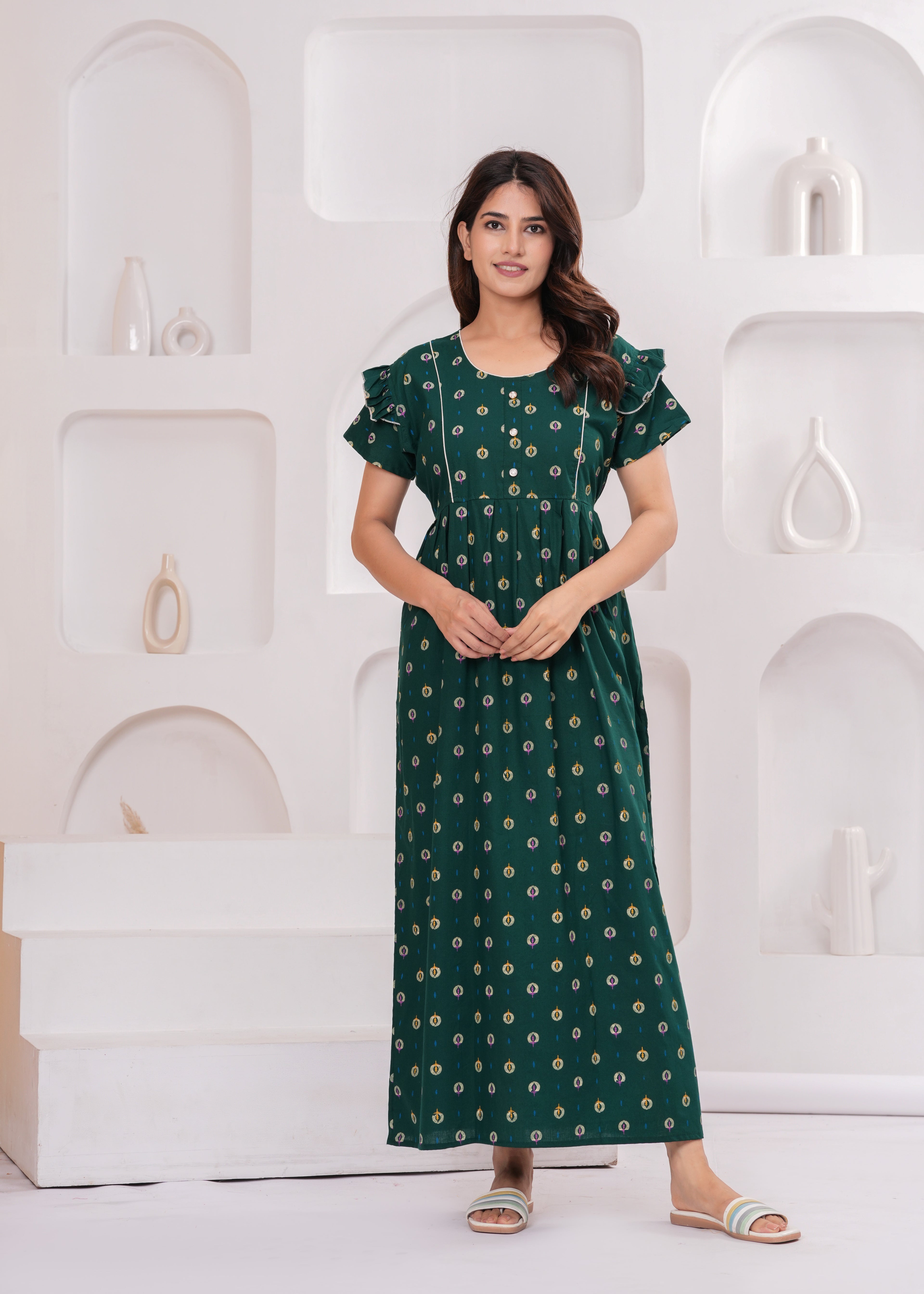 Frock Style Cotton Nightgown for Women