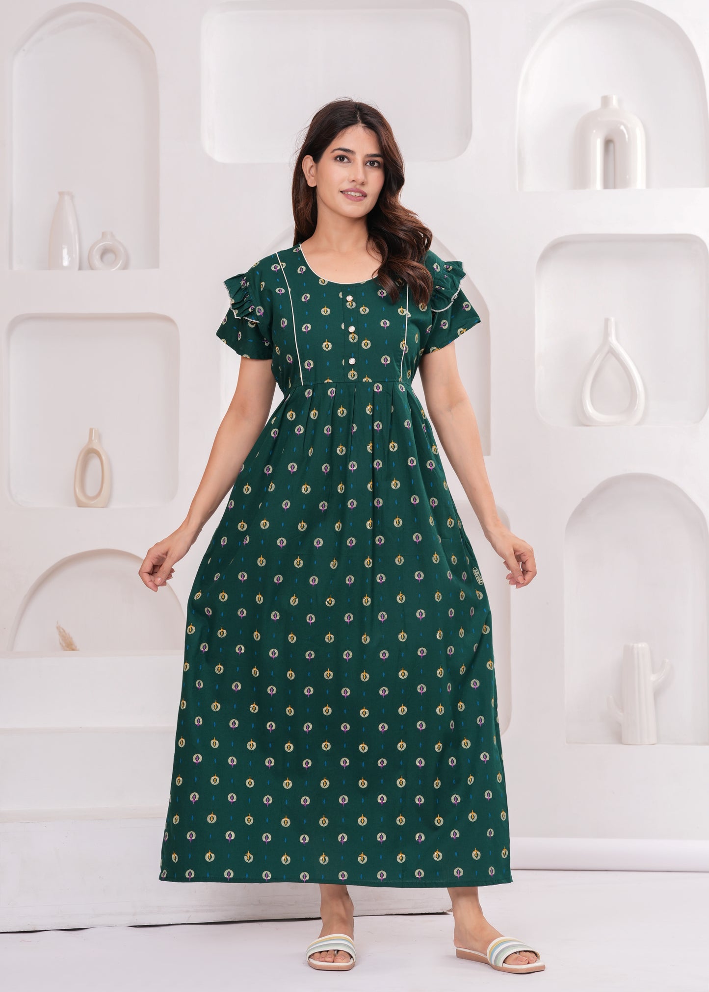 Frock Style Cotton Nightgown for Women