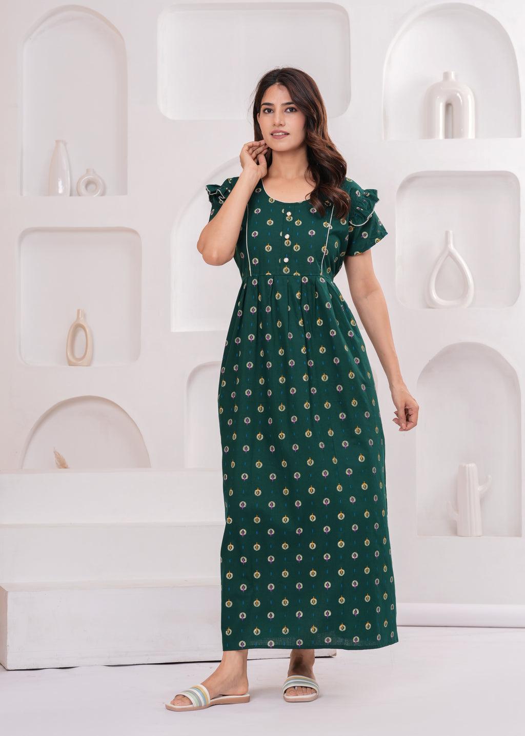 Frock Style Cotton Nightgown for Women