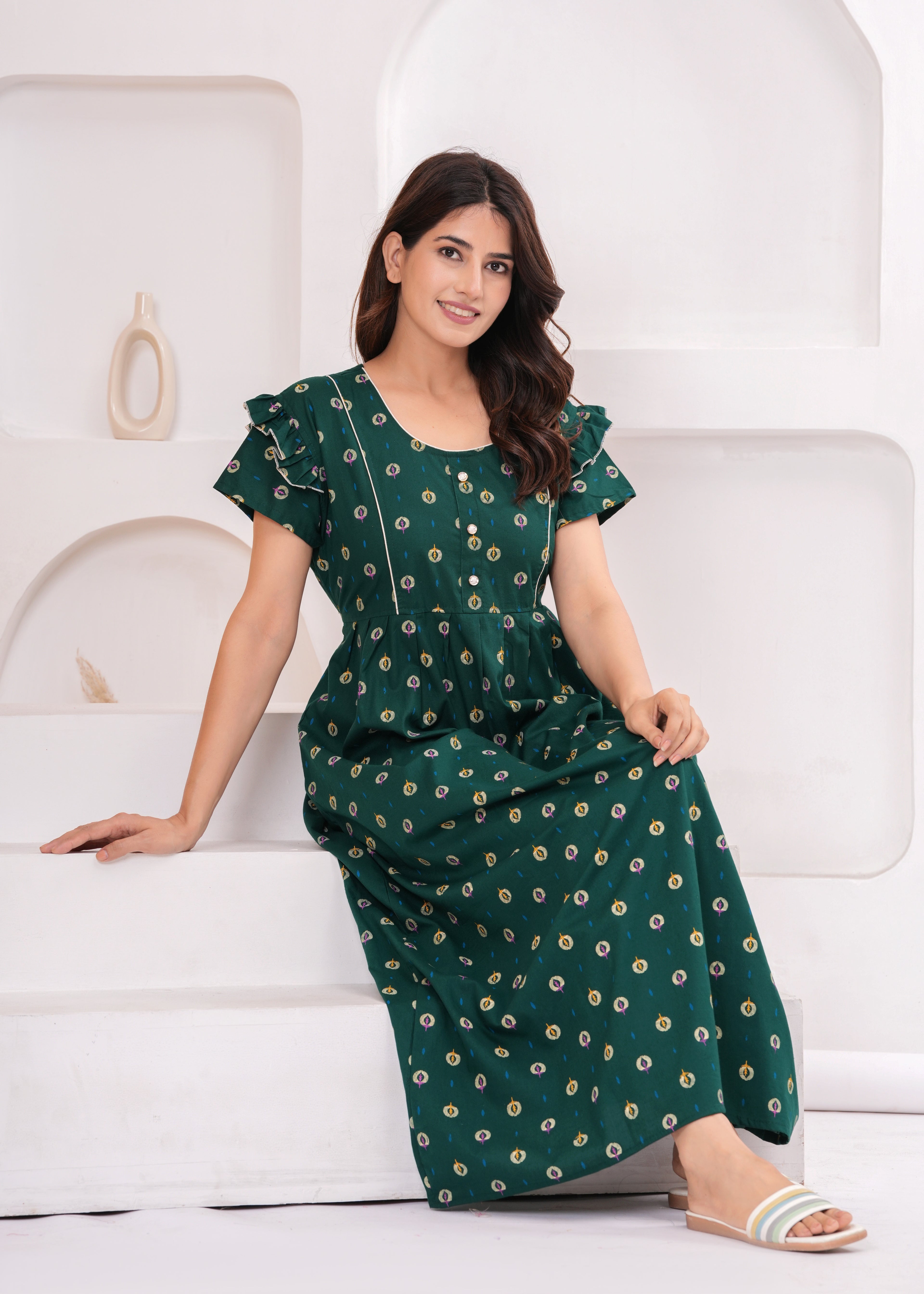 Frock Style Cotton Nightgown for Women