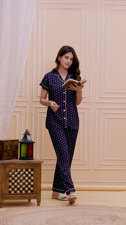 Rayon Polka Dot Night Suit Set