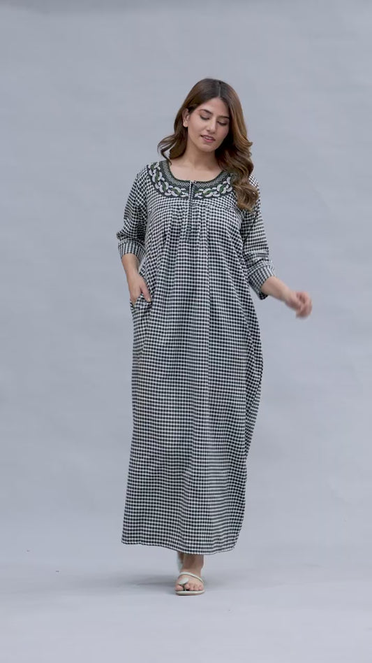 Women’s Cotswool Printed Nightdress | Full Length Elegant Lounge Wear